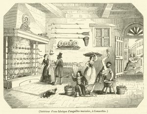 Interior of a Marinated Eel Factory in Comacchio (engraving) by French School