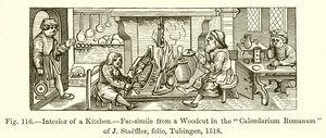 Interior of a Kitchen by French School