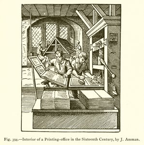 Interior of a Printing Office in the Sixteenth Century by French School