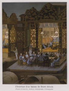 Interior of a Flower Boat, a Chinese Pleasure Boat by French School