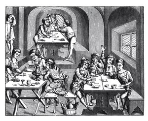 Interior of a Hostelry, after a Woodcut in a Folio Edition of Virgil, Published Lyons, 1517