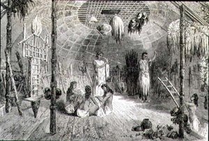 Interior of an Indian Hut in the 1860s by French School