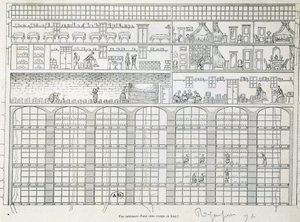 Interior view of a cellar in Roquefort by French School