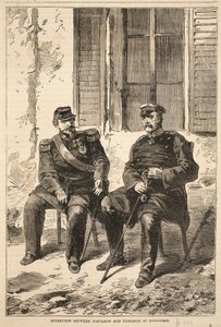 Interview between Napoleon and Bismarck at Doncherry, illustration from Cassells History of the War between France and Germany, 1870-1871 by French School