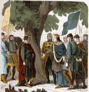 Interview of Gisors in Upper Normandy between King Philippe Auguste and King Henry II Plantagenet of England (1133-1189) in 1188 by French School