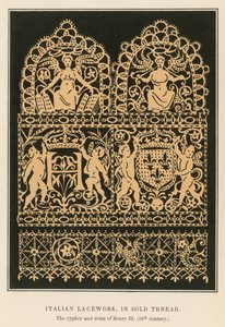 Italian Lacework, in Gold Thread by French School