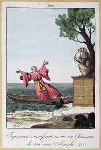 Japanese man Sacrificing his life in honour of the god Amida, 1811
