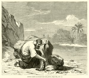 Jeremiah Hides His Belt Under a Rock by French School