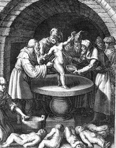 Jews sacrificing a Christian child in France in 1180 by French School