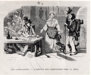 Journeyman arriving at a Boarding house