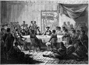 Kabar (Meeting) of French Officers and Malagasy Chiefs Representing Queen Ranavalo Manjaka I. Madagascar