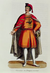 Knight of the Hungarian Order of the Dragon Overturned, illustration from Histoire et Costumes des Ordres Monastiques by Pierre Helyot, 1842