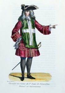 Knight of the Order of St. John of Jerusalem, illustration from History and Costumes of Monastic Orders by Father Helyot, 1842