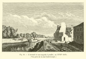 The Arsenal and its powder magazine, in the 18th century, view taken from Rue Contrescarpe by French School