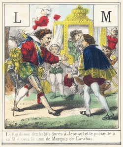 The King gives Jeannot golden clothes and presents him to his daughter as the Marquis de Carabas by French School