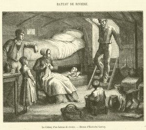The Cabin of a Riverboat (engraving) by French School