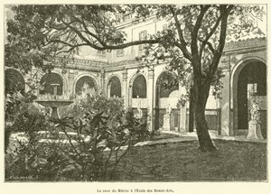 The Courtyard of the Mulberry Tree at the School of Fine Arts (engraving)
