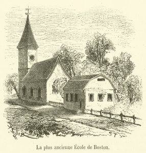 The Oldest School in Boston (engraving) by French School