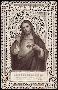 Lace Card Depicting The Sacred Heart of Jesus, 19th Century