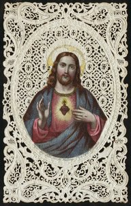 Lace Card Depicting The Sacred Heart of Jesus, 19th Century
