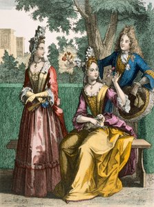 Ladies Formal Day Dresses, 1690 by French School