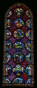 Lancet Window Depicting the Parable of Lazarus and the Rich Man by French School