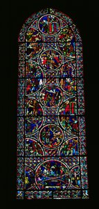 Lancet Window Depicting the Parable of the Good Samaritan by French School