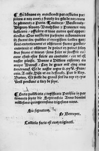 Last page of Ordinance of Villers-Cotterets, 1539