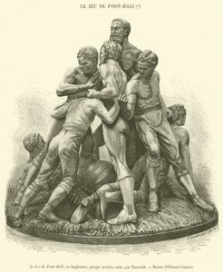 The Game of Football, in England, Group in Terracotta (engraving) by French School