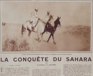 Father Charles de Foucauld (1858-1916) riding in the desert with the future Marshal Hubert Lyautey (1854-1934) - in 
