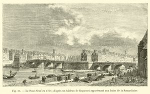 The Pont-Neuf in 1760, after a painting by Raguenet belonging to the baths of the Samaritaine by French School