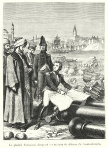 General Sebastiani directing the defense works of Constantinople (engraving) by French School