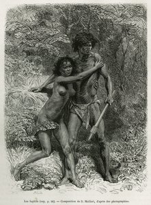 Les Fugitives Aborigenes, Engraving after a Drawing by D. Maillart, to Illustrate the Story Six Months in Australia, by Desire Charnay, a Mission Assignment by the Ministry of Public Education, in 1878, Published in the Tour du Monde, under the Direction o