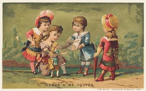 Lesson to my doll, end of 19th century by French School