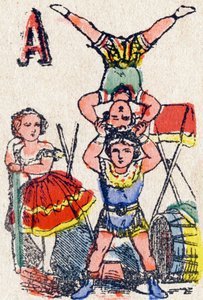 Letter A Acrobats (Engraving in "Alphabet des jeux")