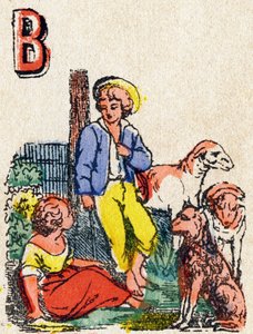 Letter B Shepherds (Engraving in "Alphabet des jeux") by French School