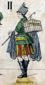 Letter H: Herring. Engraving in "Alphabet masquerade". Second half of the 19th century by French School