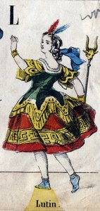 Letter L: Leprechaun. Engraving in "Alphabet masquerade". Second half of the 19th century