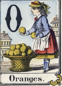 Letter O: Oranges. Recreative Alphabet. Epinal Imaging, circa 1880