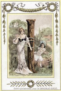 Mother and Daughter Playing by French School