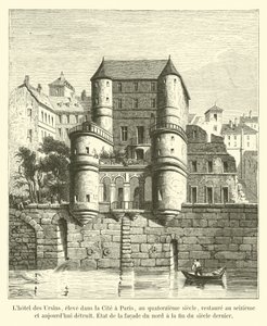 Hotel des Ursins, built in the City of Paris in the 14th century, restored in the 16th century and now destroyed, State of the north facade at the end of the last century by French School