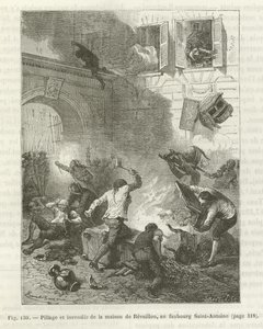 Looting and Burning of a House During the French Revolution by French School