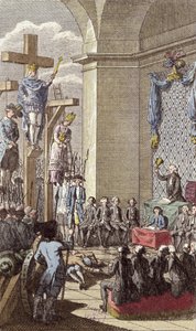 Louis XVI at his trial, crucified between the nobility and the clergy by French School