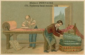Maison Fontaine trade card, wool printing by French School