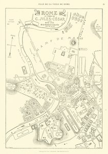 Map of the city of Rome in the time of Julius Caesar by French School