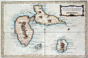 Map of the Island of Martinique, the Island of Saintes and the Island of Marie Galante in the West Indies by French School