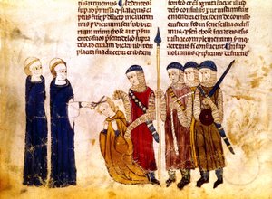 Marguerite of Burgundy, wife of French King Louis X, has her hair cut for adultery