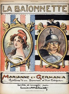 Marianne and Germania, story of a hat and a helmet - in La Bayonette from 18/04/1918 by French School