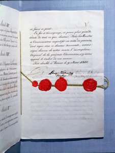 Marriage contract of Emperor Napoleon Bonaparte and Marie-Louise, Vienna, 9th March 1810