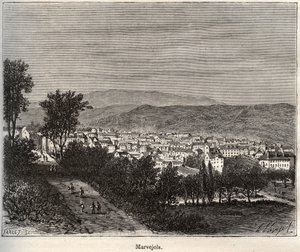 Marvejols - Lozere - Languedoc-Roussillon - engraving in 